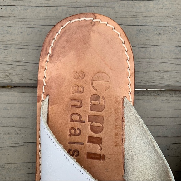 Capri Sandals white leather thong flip flops sandals made in Capri Italy size 9 - Picture 6 of 12